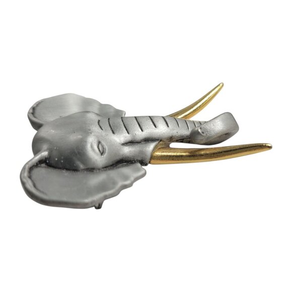 Vtg Signed JJ Elephant Brooch Pin Silver & Gold Tone Jonette Statement Safari - Picture 11 of 12